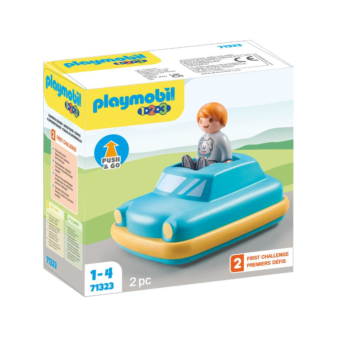 Playmobil - 71323 - Enfant avec voiture interactive à moteur rotatif - à partir de 12 mois - PLAYMOBIL 1.2.3