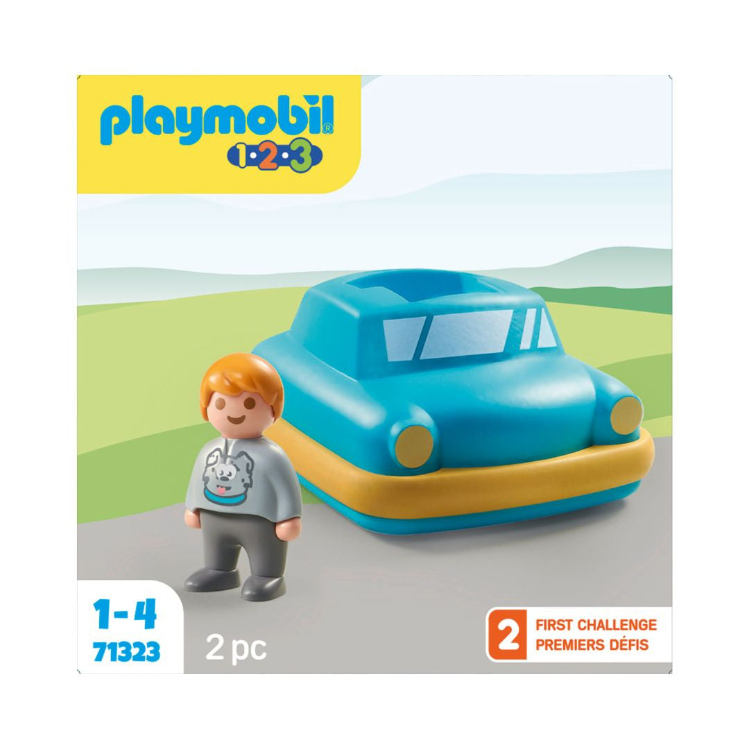 Playmobil - 71323 - Enfant avec voiture interactive à moteur rotatif - à partir de 12 mois - PLAYMOBIL 1.2.3