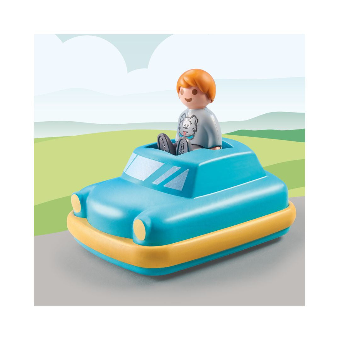 Playmobil - 71323 - Enfant avec voiture interactive à moteur rotatif - à partir de 12 mois - PLAYMOBIL 1.2.3
