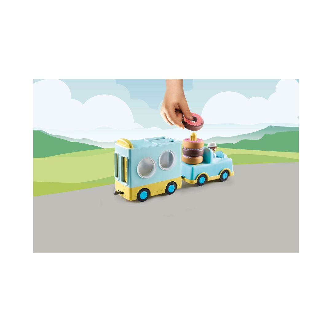Playmobil - 713235 - Camion de donuts avec fonction d'empilage - à partir de 12 mois - PLAYMOBIL 1.2.3