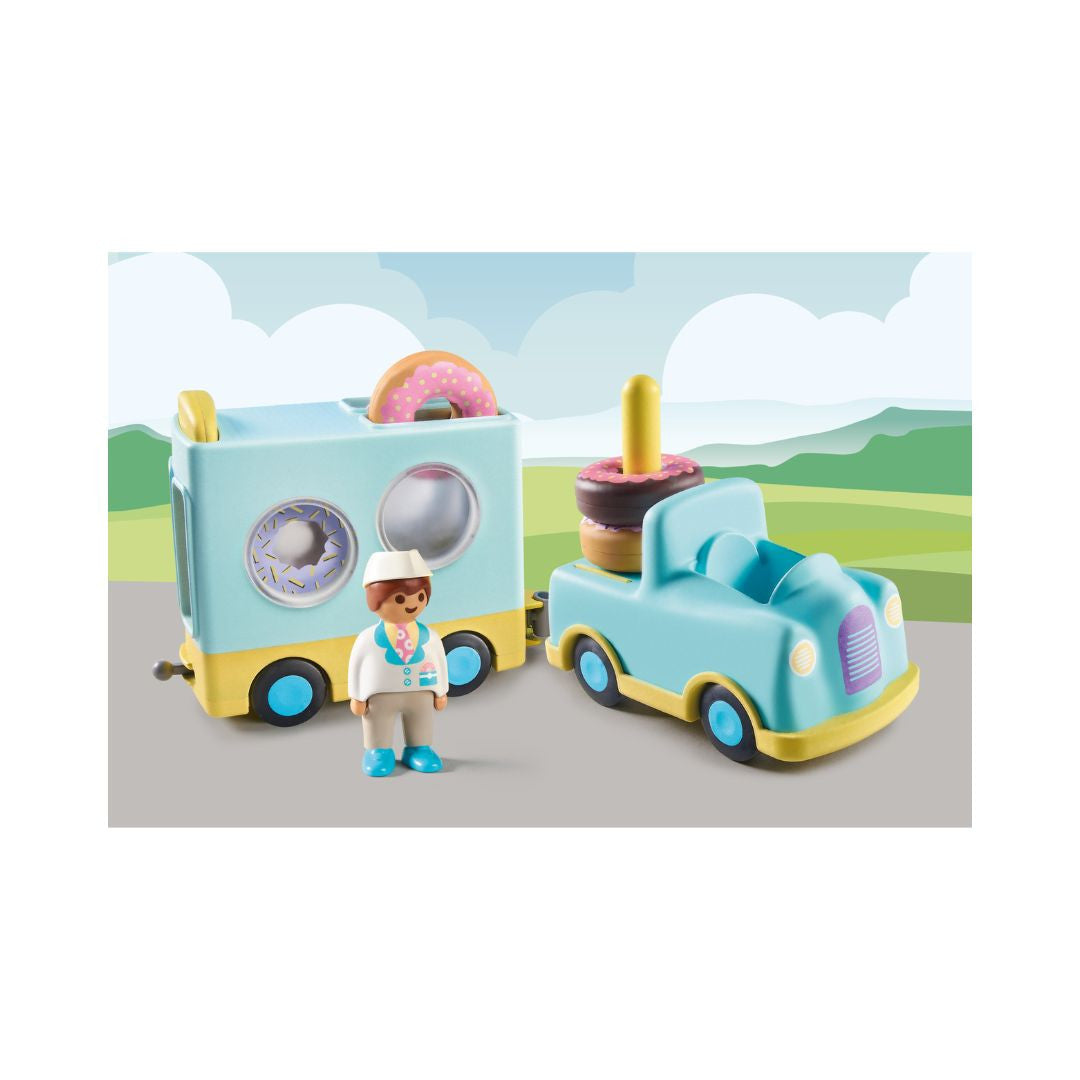 Playmobil - 713235 - Camion de donuts avec fonction d'empilage - à partir de 12 mois - PLAYMOBIL 1.2.3