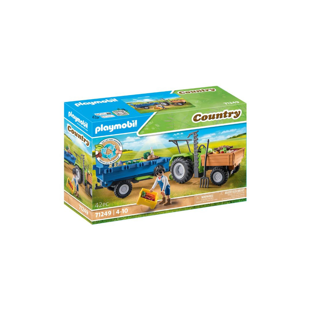 Playmobil - 71249 - Tracteur avec remorque - Le club d'équitation - Animaux & Nature - Country - La vie à la ferme