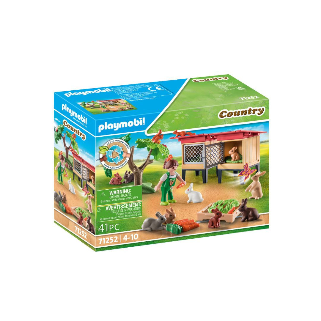Playmobil - 71252 - Enfant avec enclos et lapins - La gamme petite ferme - Animaux & Nature - Country - La vie à la ferme