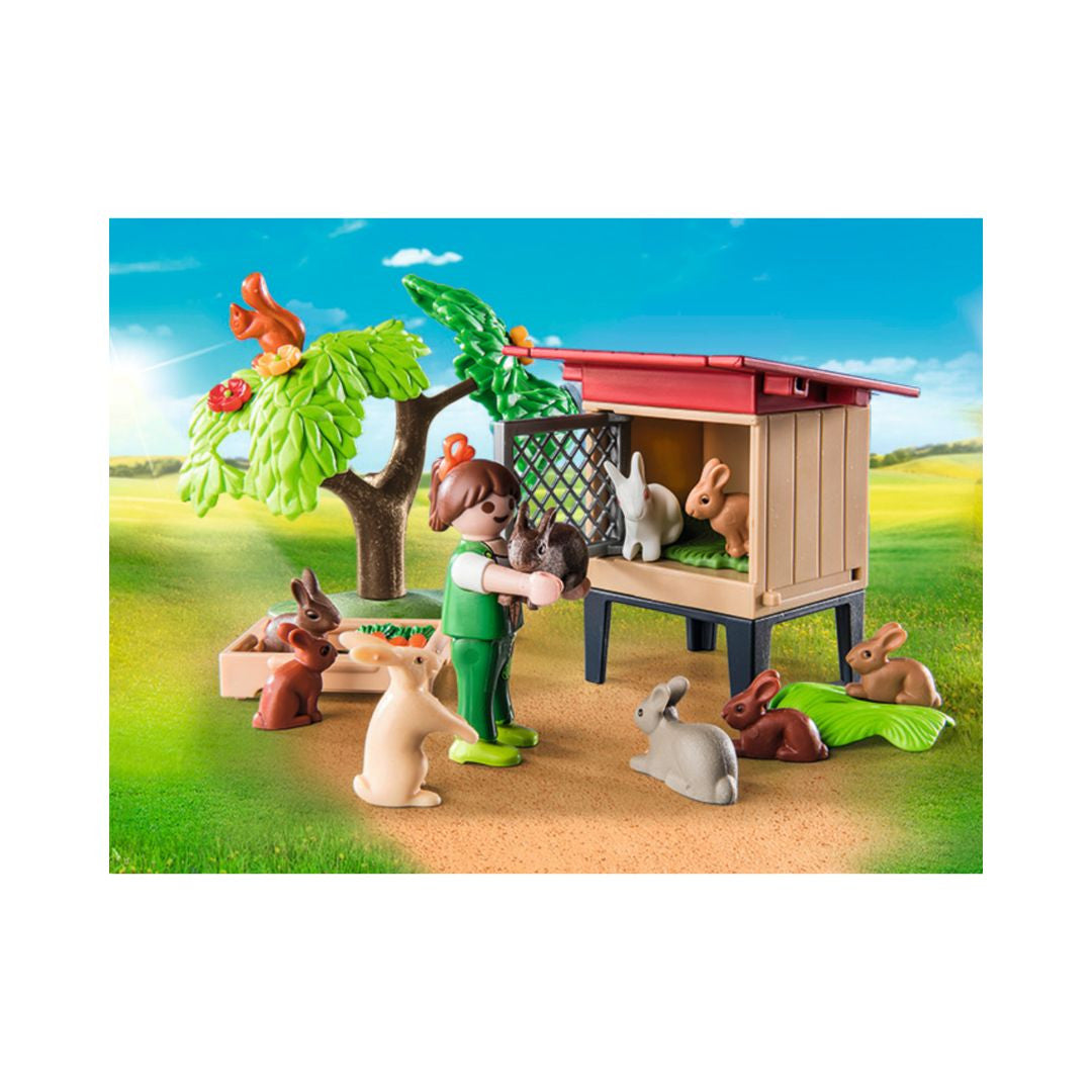 Playmobil - 71252 - Enfant avec enclos et lapins - La gamme petite ferme - Animaux & Nature - Country - La vie à la ferme