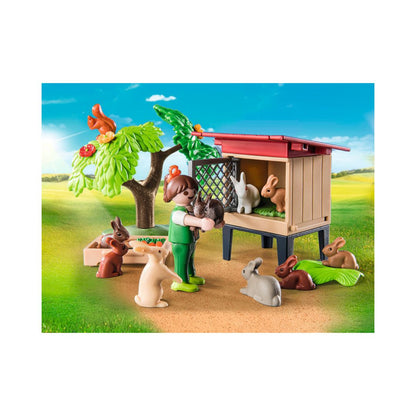 Playmobil - 71252 - Enfant avec enclos et lapins - La gamme petite ferme - Animaux & Nature - Country - La vie à la ferme