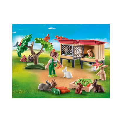 Playmobil - 71252 - Enfant avec enclos et lapins - La gamme petite ferme - Animaux & Nature - Country - La vie à la ferme
