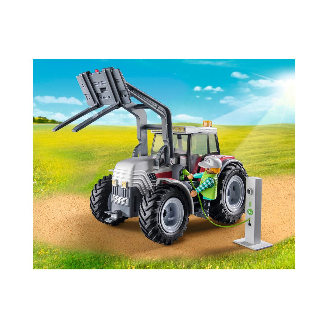 Playmobil - 71305 - Grand tracteur électrique - 80% de matériaux recyclés - Animaux & Nature - Country - La vie à la ferme