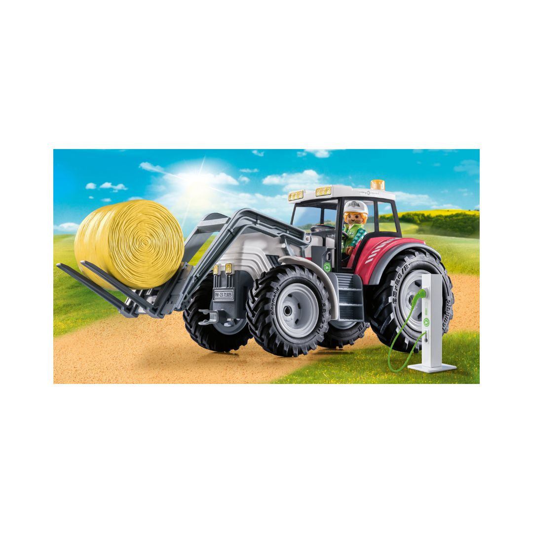 Playmobil - 71305 - Grand tracteur électrique - 80% de matériaux recyclés - Animaux & Nature - Country - La vie à la ferme