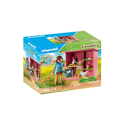 Playmobil - 71308 - Agricultrice et poulailler - 80% de matériaux recyclés - Animaux & Nature - Country - La vie à la ferme