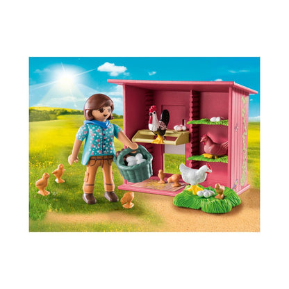Playmobil - 71308 - Agricultrice et poulailler - 80% de matériaux recyclés - Animaux & Nature - Country - La vie à la ferme