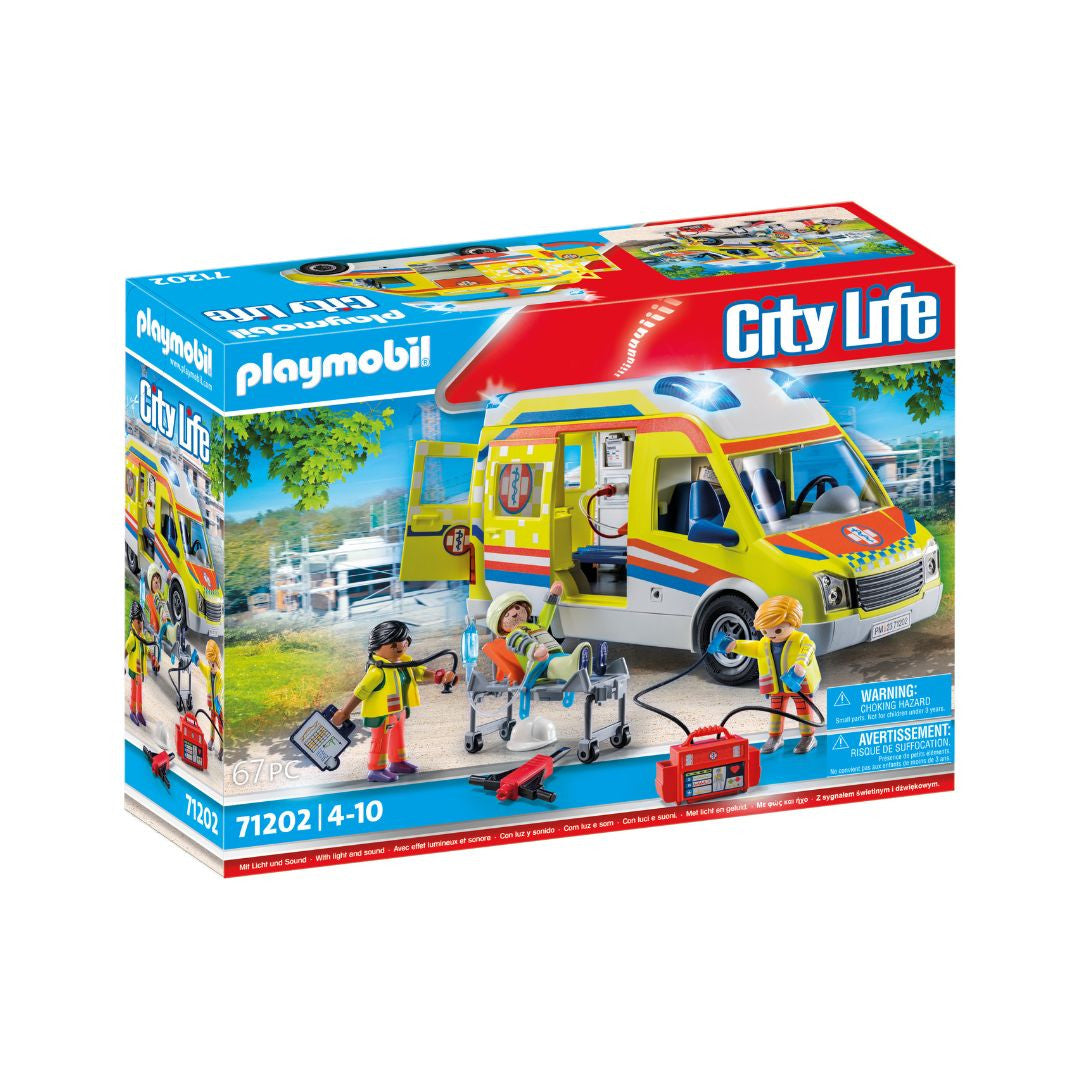 Playmobil - 70455 - Ambulance avec effets lumineux et sonore - Ville & Métiers - City Life - Les secouristes