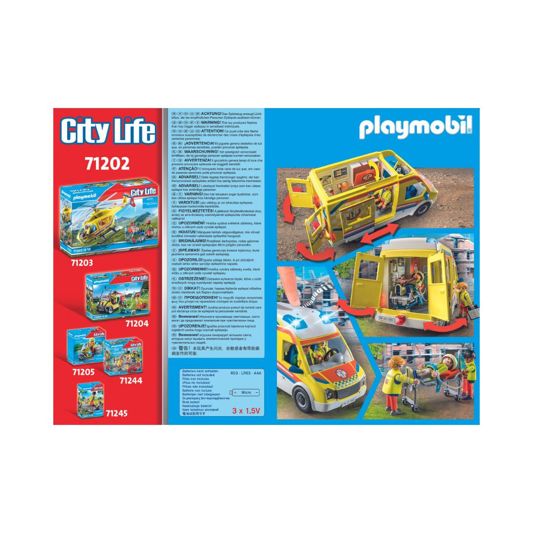 Playmobil - 70455 - Ambulance avec effets lumineux et sonore - Ville & Métiers - City Life - Les secouristes