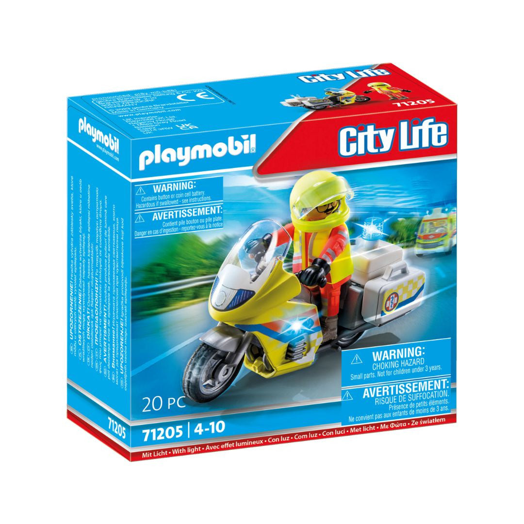 Playmobil - 71205 - Urgentiste avec moto et effet lumineux - Ville & Métiers - City Life - Les secouristes