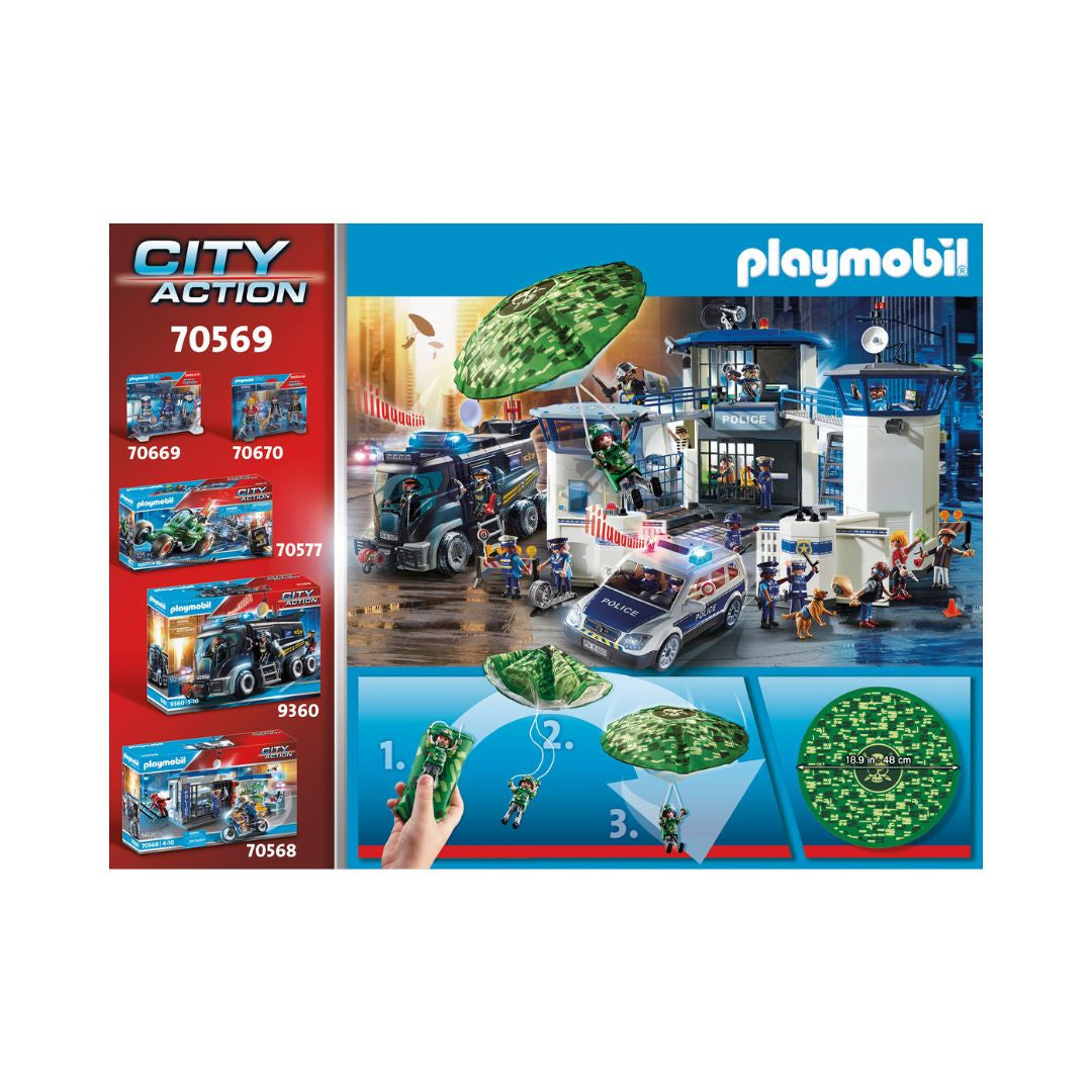 Playmobil - 70569 - Hélicoptère de police et parachutiste - Ville & Métiers - City Life - Les policiers