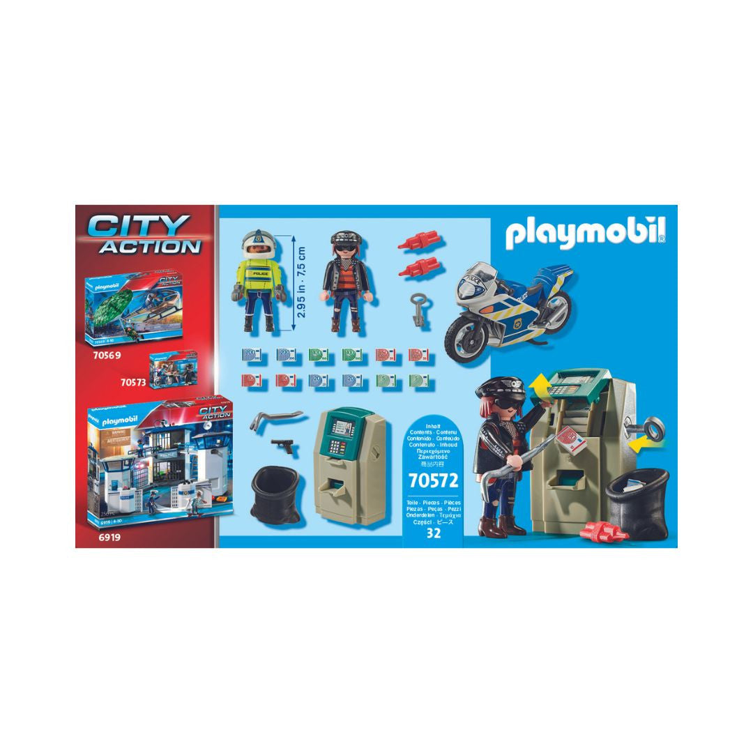 Playmobil - 70572 - Police Policier avec moto et voleur - Ville & Métiers - City Life - Les policiers