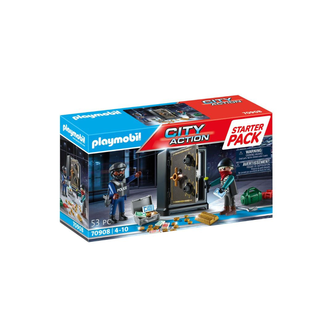Playmobil - 70908 - Starter Pack Policier cambrioleur de coffre-fort - Ville & Métiers - City Life - Les policiers
