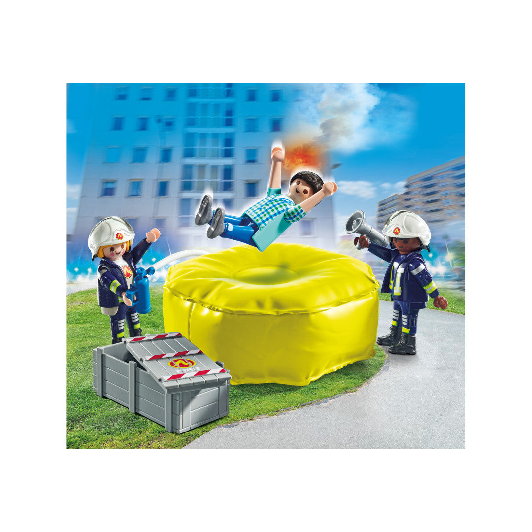 Playmobil - 71465 - Pompiers avec coussin de sauvetage - Ville & Métiers - Les pompiers
