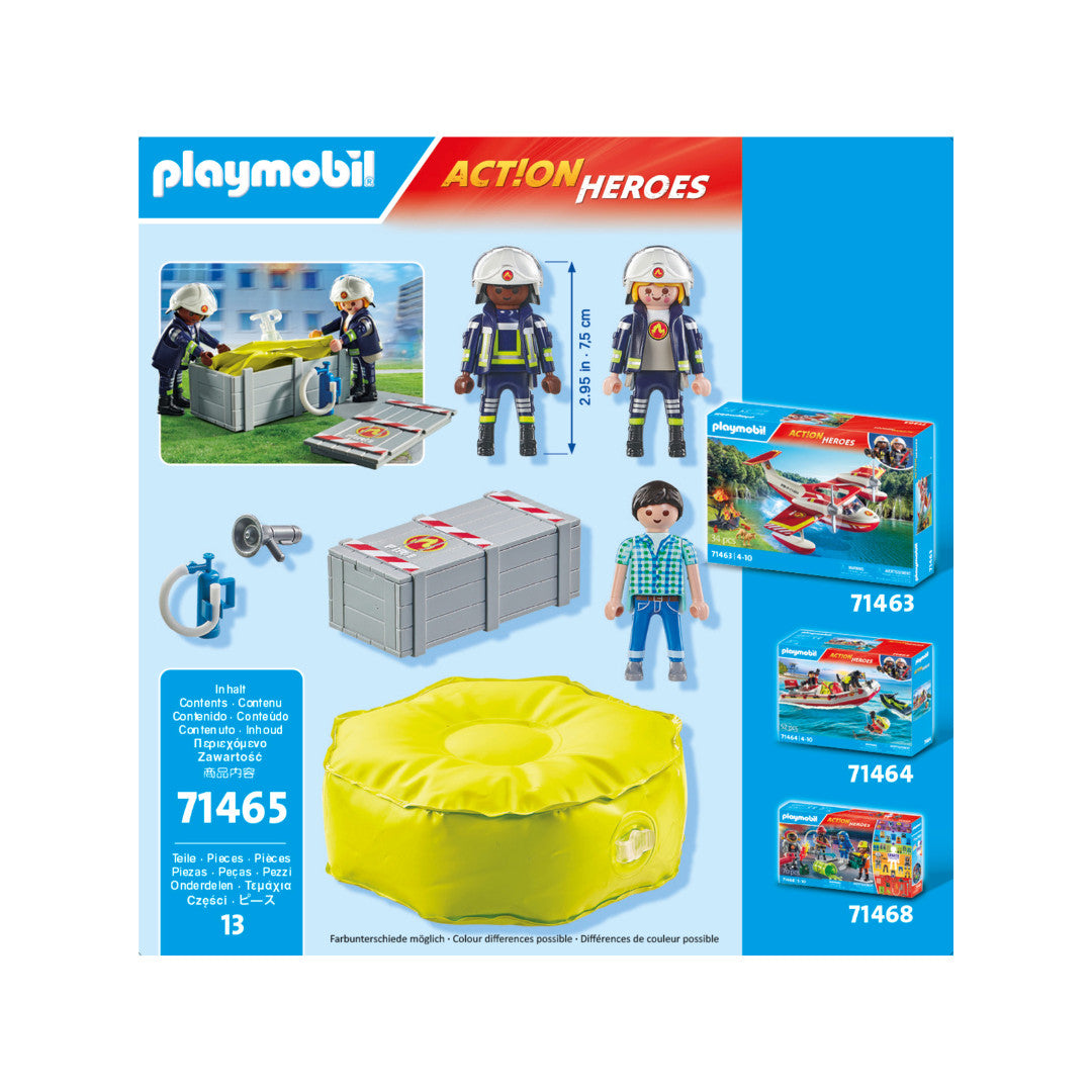 Playmobil - 71465 - Pompiers avec coussin de sauvetage - Ville & Métiers - Les pompiers