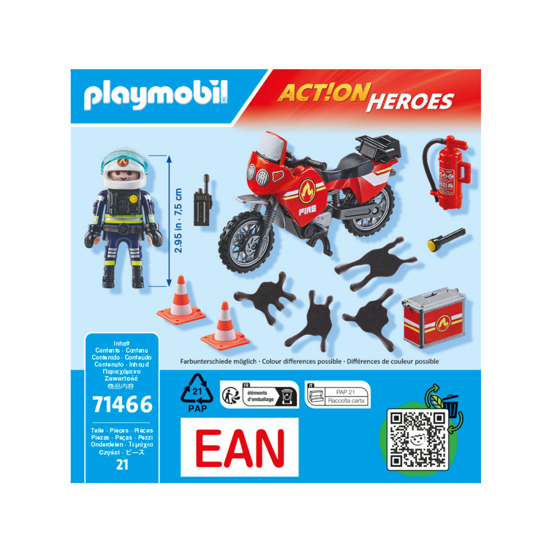 Playmobil - 71466 - Pompier et moto - Ville & Métiers - Les pompiers