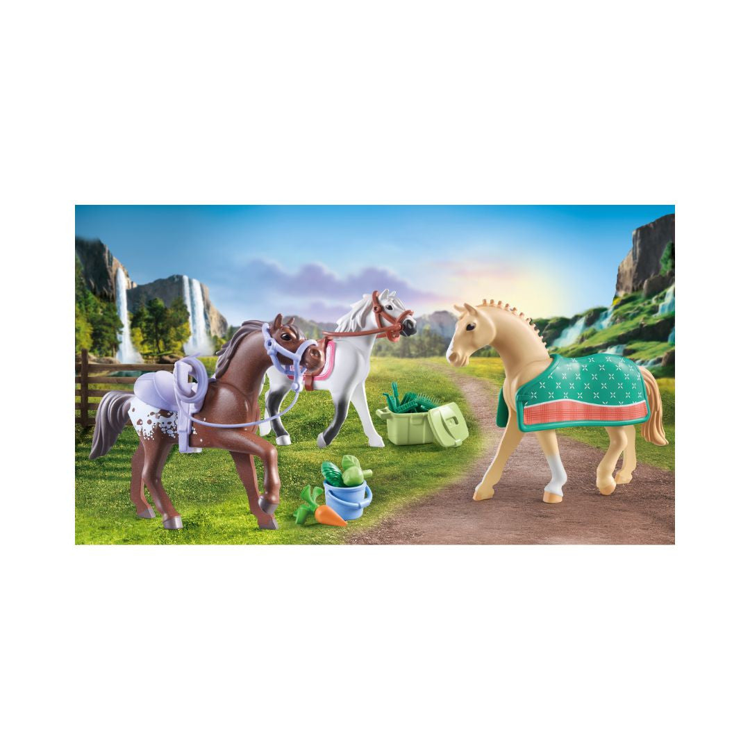 Playmobil - 71356 - 3 chevaux Morgan, Quarter Horse & Shagya - Animaux & Nature - Le club d'équitation