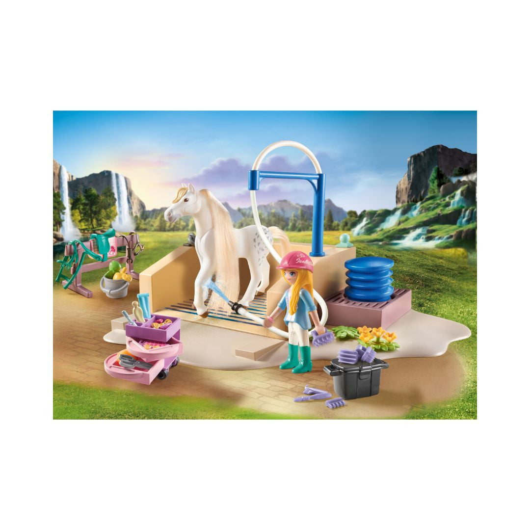 Playmobil - 71354 - Isabella & Lioness aire de lavage - Animaux & Nature - Le club d'équitation
