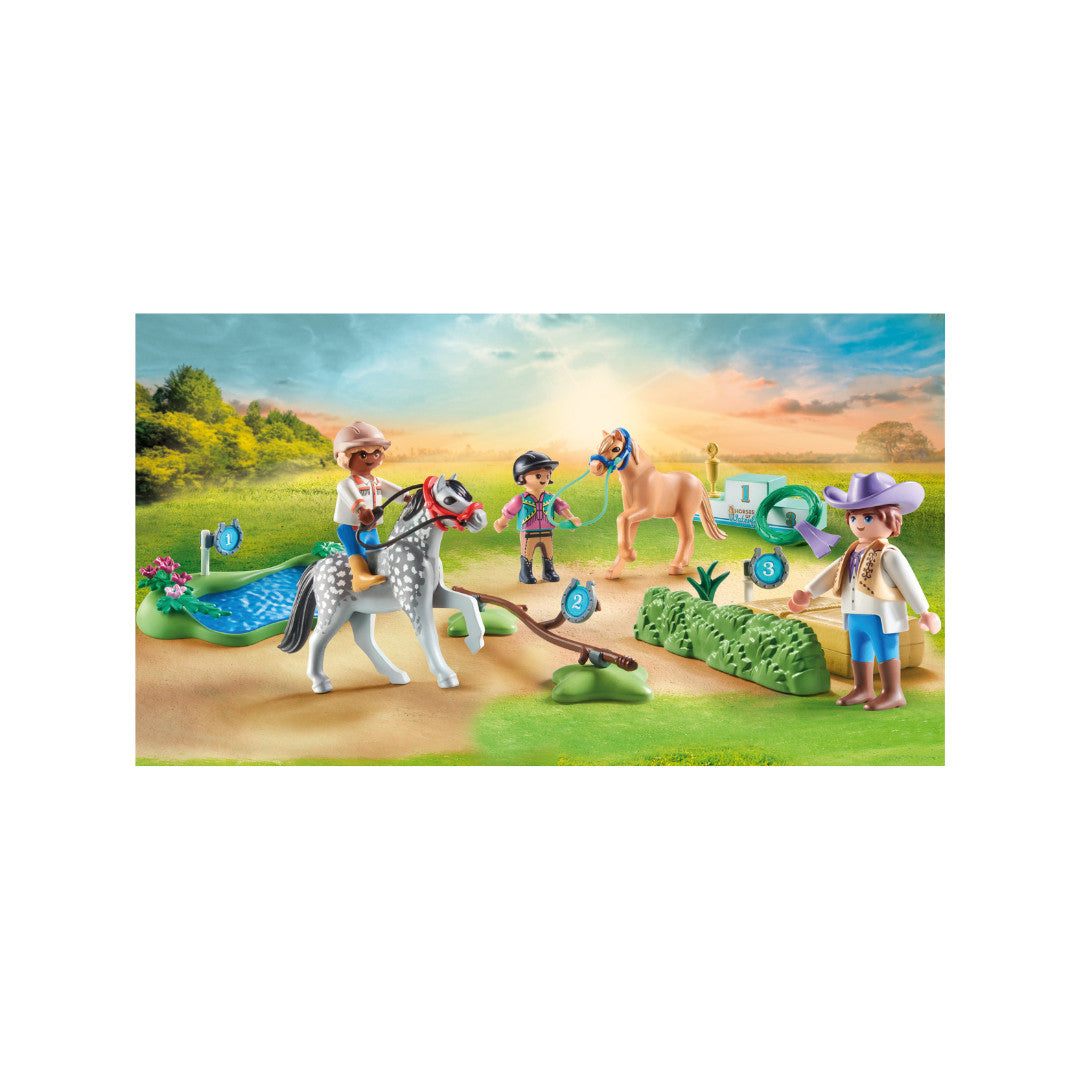 Playmobil - 71495 - Cavaliers poneys et saut d'obstacles - Animaux & Nature - Le poney club