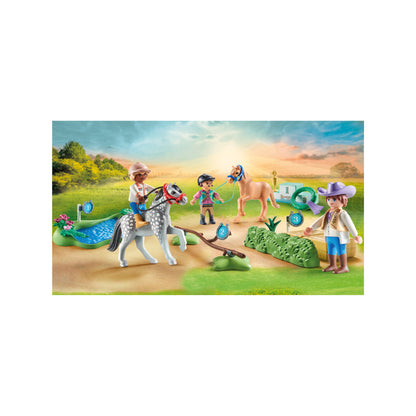Playmobil - 71495 - Cavaliers poneys et saut d'obstacles - Animaux & Nature - Le poney club