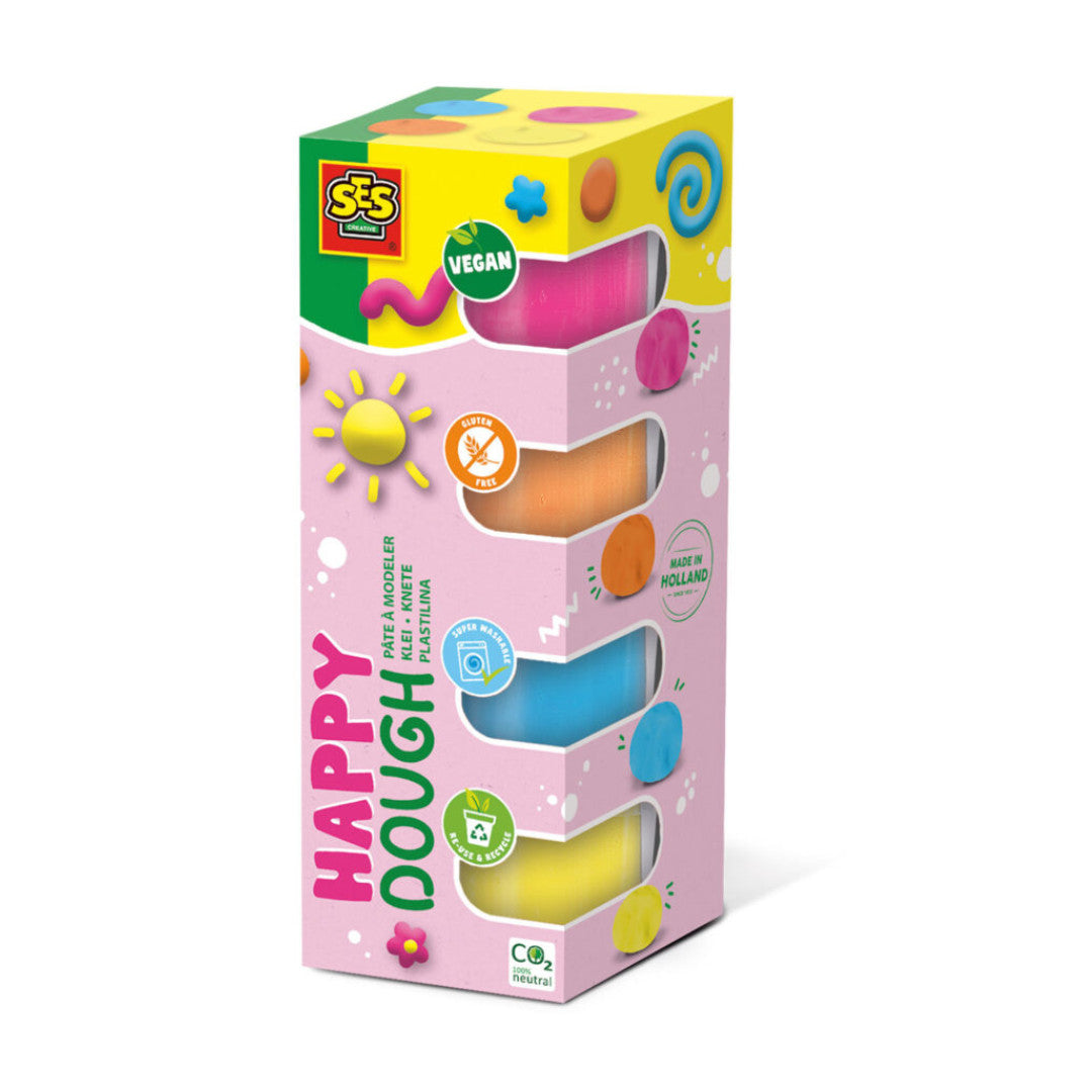 Pâte à modeler Feel good – Happy (4x90gr) - SES CREATIVE - 00512