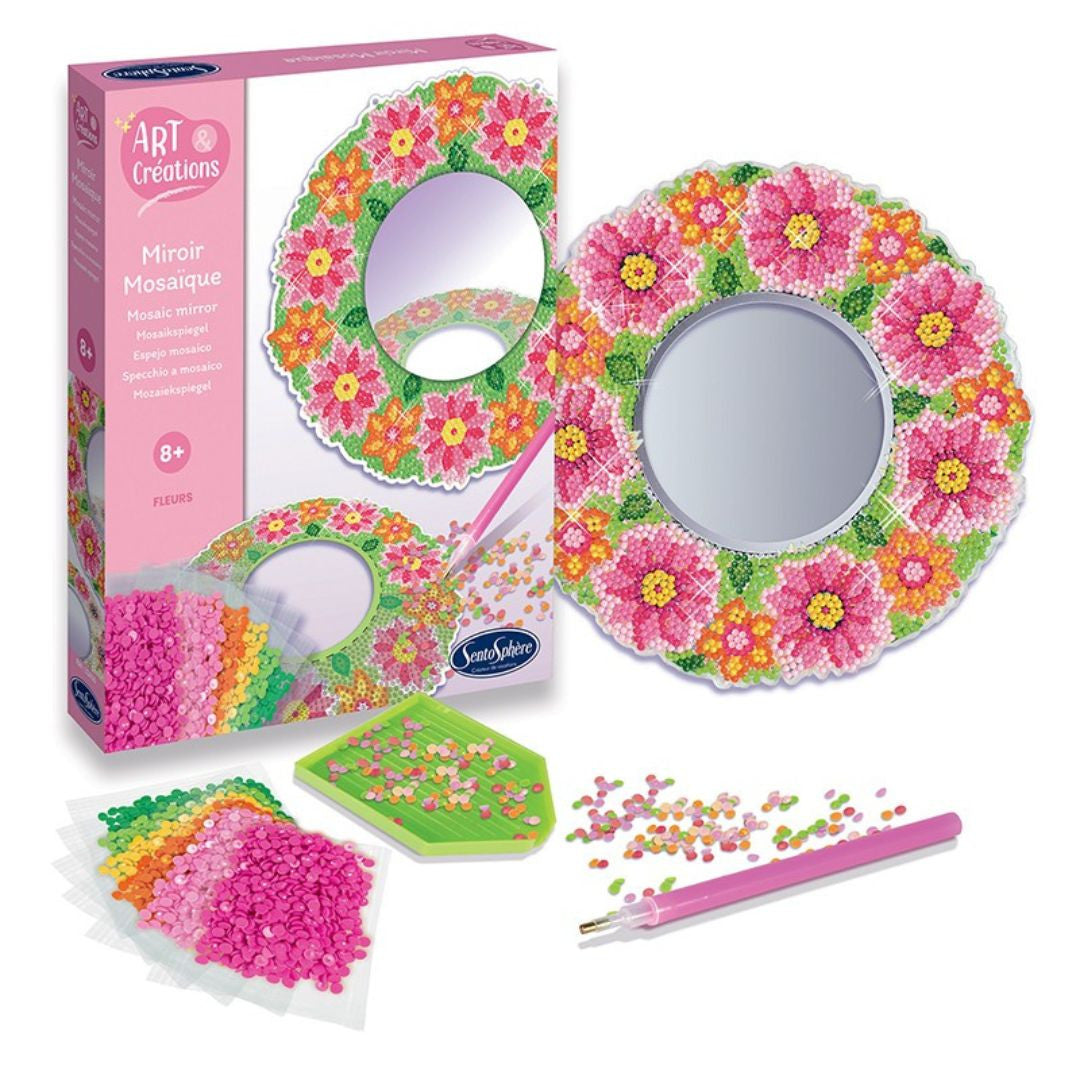 Sentosphère - Miroir Mosaïque Fleurs à Diamanter