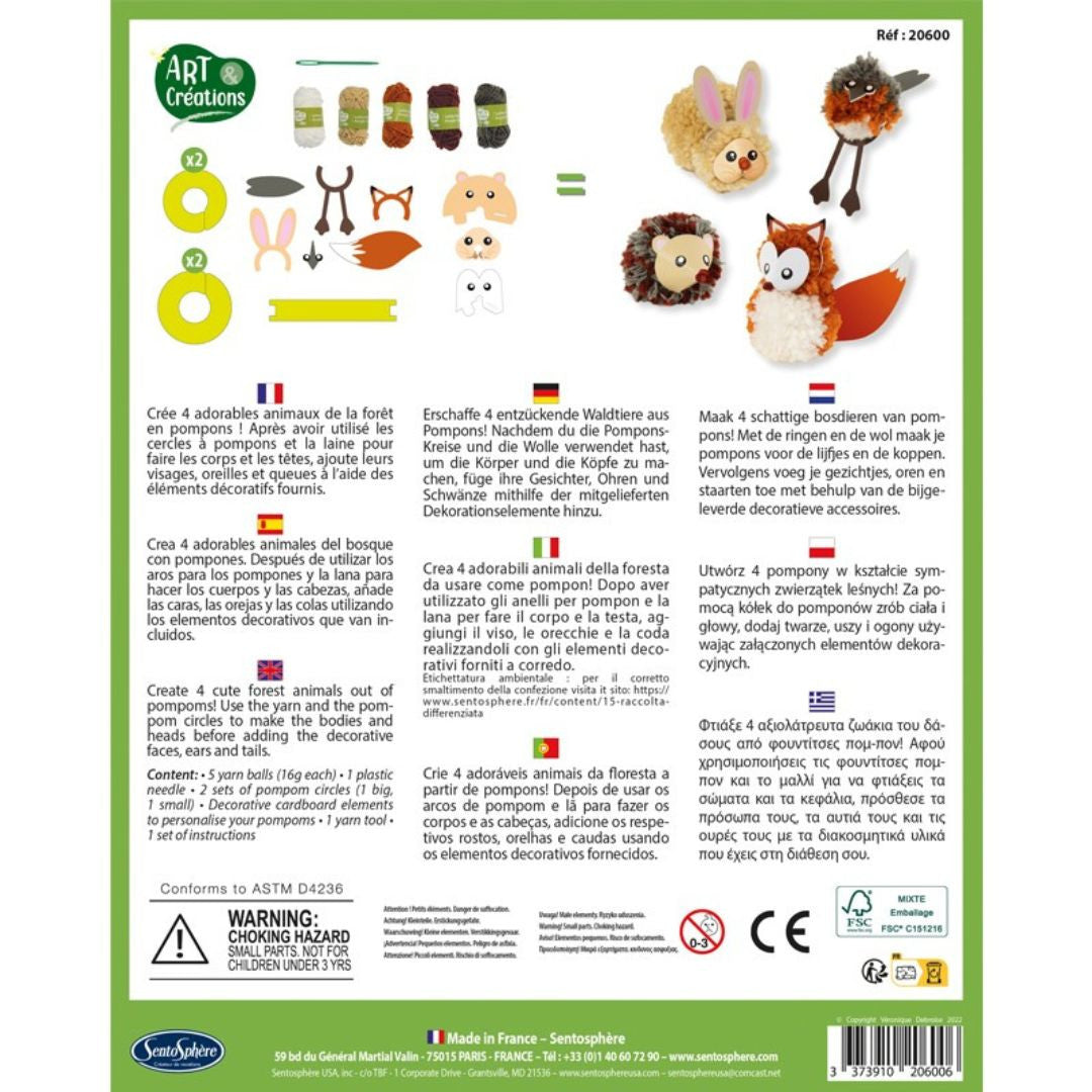 Sentosphère Art & Créations - Animaux de la forêt en Pompons