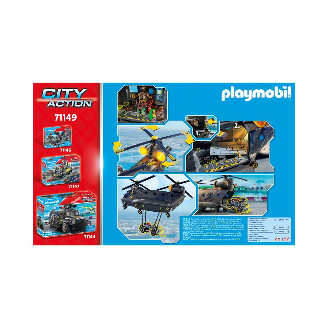 Playmobil - 71149 - Hélicoptère de transport des forces spéciales - Ville & Métiers - City Life - Les policiers
