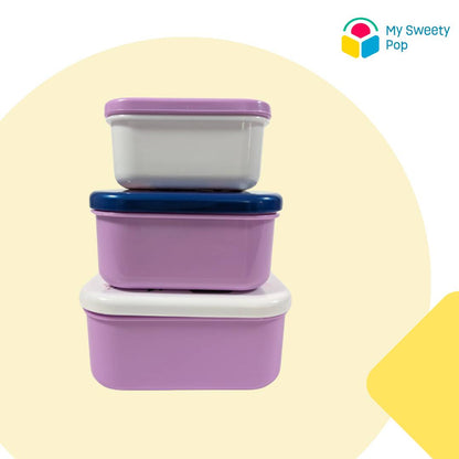 Lot de 3 boîtes à goûter La Reine des Neiges (Violet/Blanc)