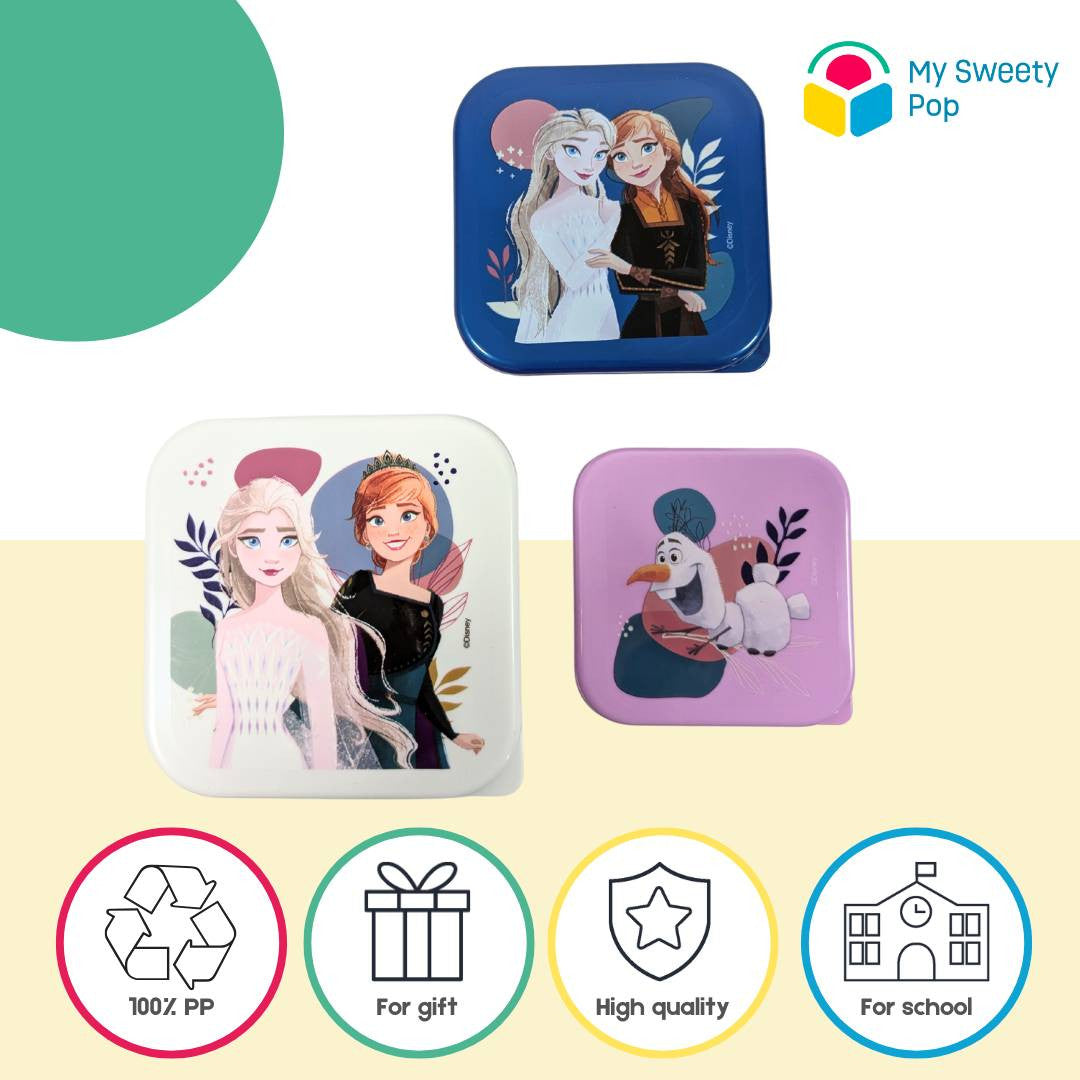 Lot de 3 boîtes à goûter La Reine des Neiges (Violet/Blanc)