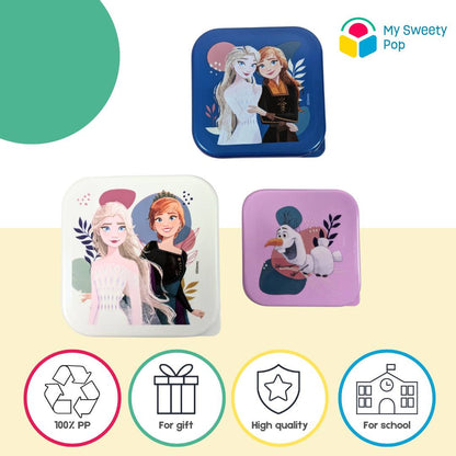 Lot de 3 boîtes à goûter La Reine des Neiges (Violet/Blanc)