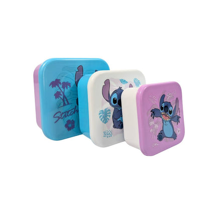 Lot de 3 boîtes à goûter Stitch (Violet/Blanc/Bleu)