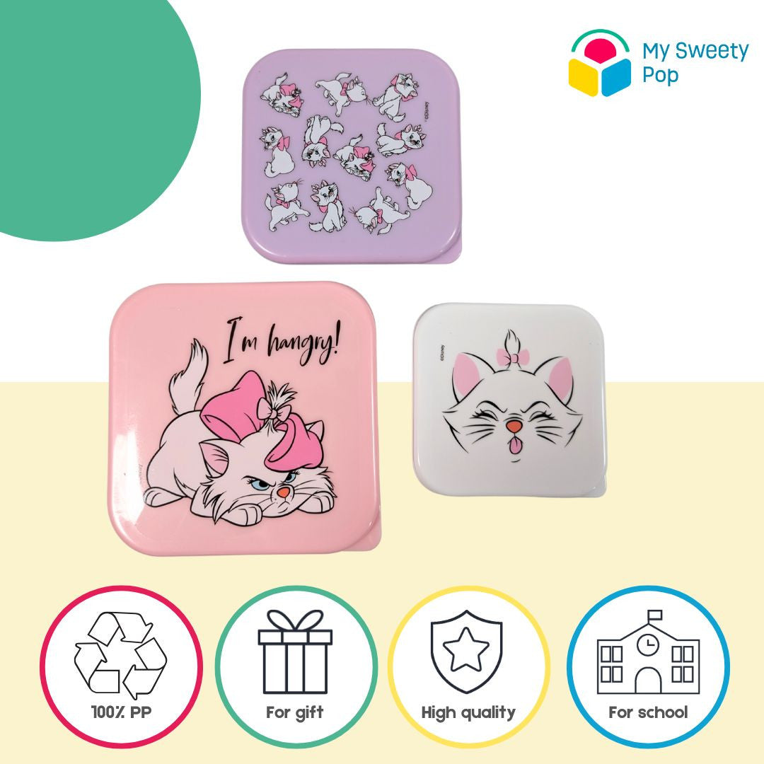 My Sweety Pop - Lot de 3 boîtes à goûter Marie - Les Aristochats  (Rose/Violet/Blanc)