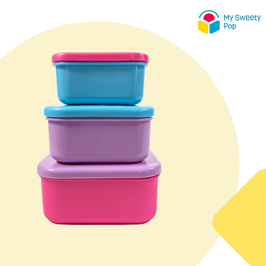 Lot de 3 boîtes à goûter Gabby's Dollhouse (Rose/Violet/Bleu)