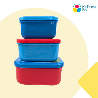 Lot de 3 boîtes à goûter Super Mario (Rouge/Bleu clair/Bleu foncé)