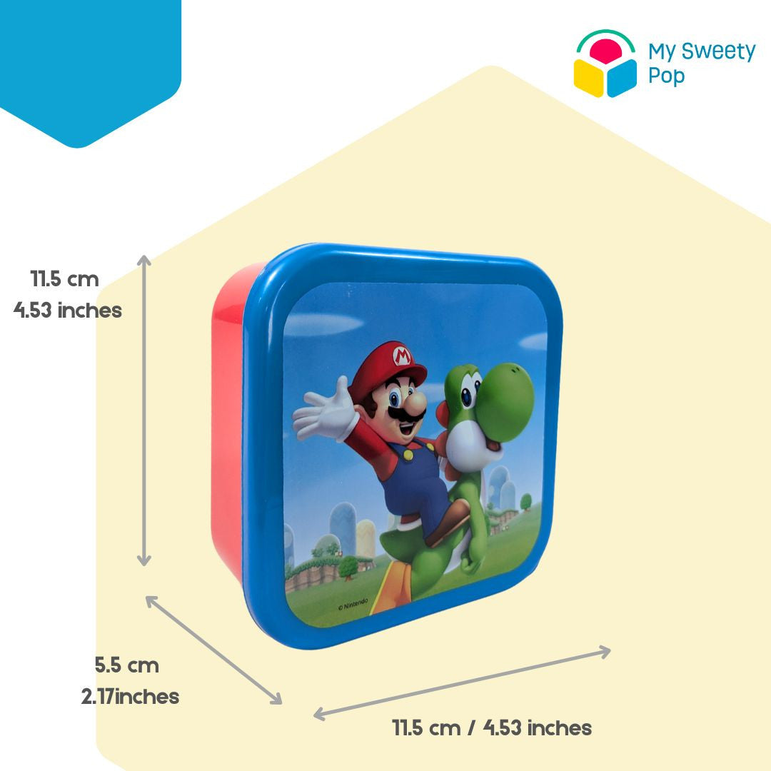 Lot de 3 boîtes à goûter Super Mario (Rouge/Bleu clair/Bleu foncé)