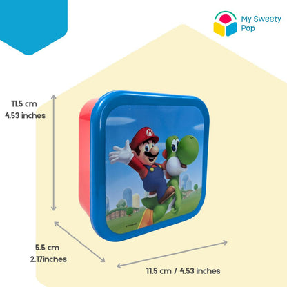 Lot de 3 boîtes à goûter Super Mario (Rouge/Bleu clair/Bleu foncé)