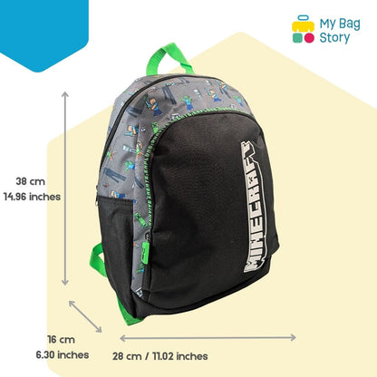 Mybagstory - Sac à dos Minecraft 2 compartiments (Noir Gris)