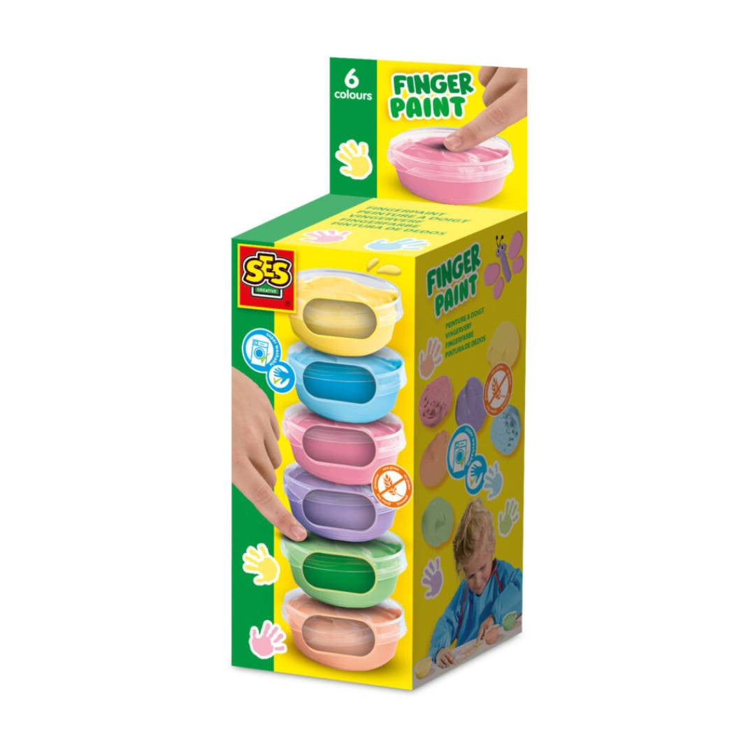 SES Creative - Peinture au doigt pastel 6 couleurs x 45ml