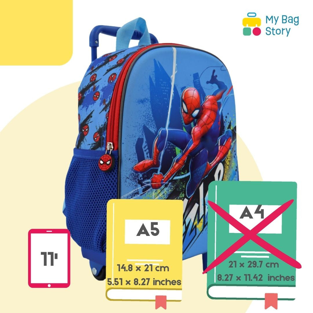 Mybagstory - Sac à roulettes (Trolley) Spiderman (Bleu Rouge)