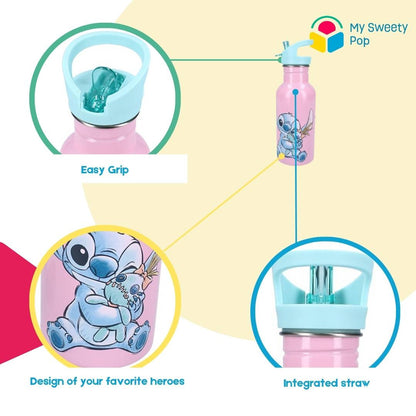 Gourde Stitch - Acier inoxidable - 500ml - 22 cm - Rose/Bleu