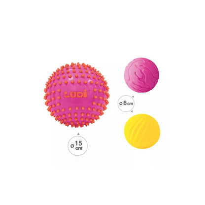 Ludi - 3 Balles Sensorielles - Roses