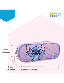 Mybagstory - Trousse Stitch Violet à Double Compartiments (22 cm)