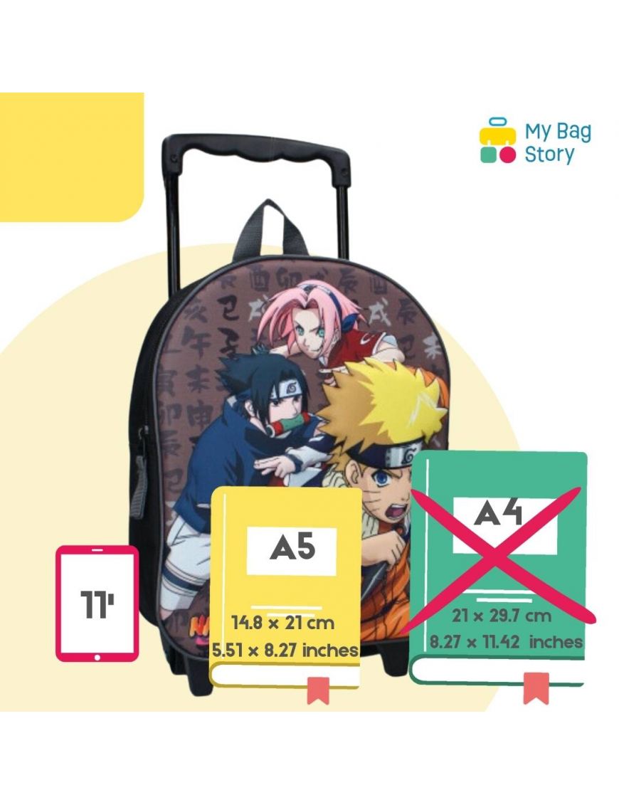 Mybagstory - Trolley Naruto Enfant Garçon – Sac à dos à roulettes 32 cm